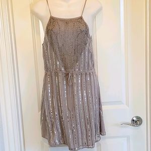 Rory Beca "Mo" Beaded Low Back Dress - Silver - XS